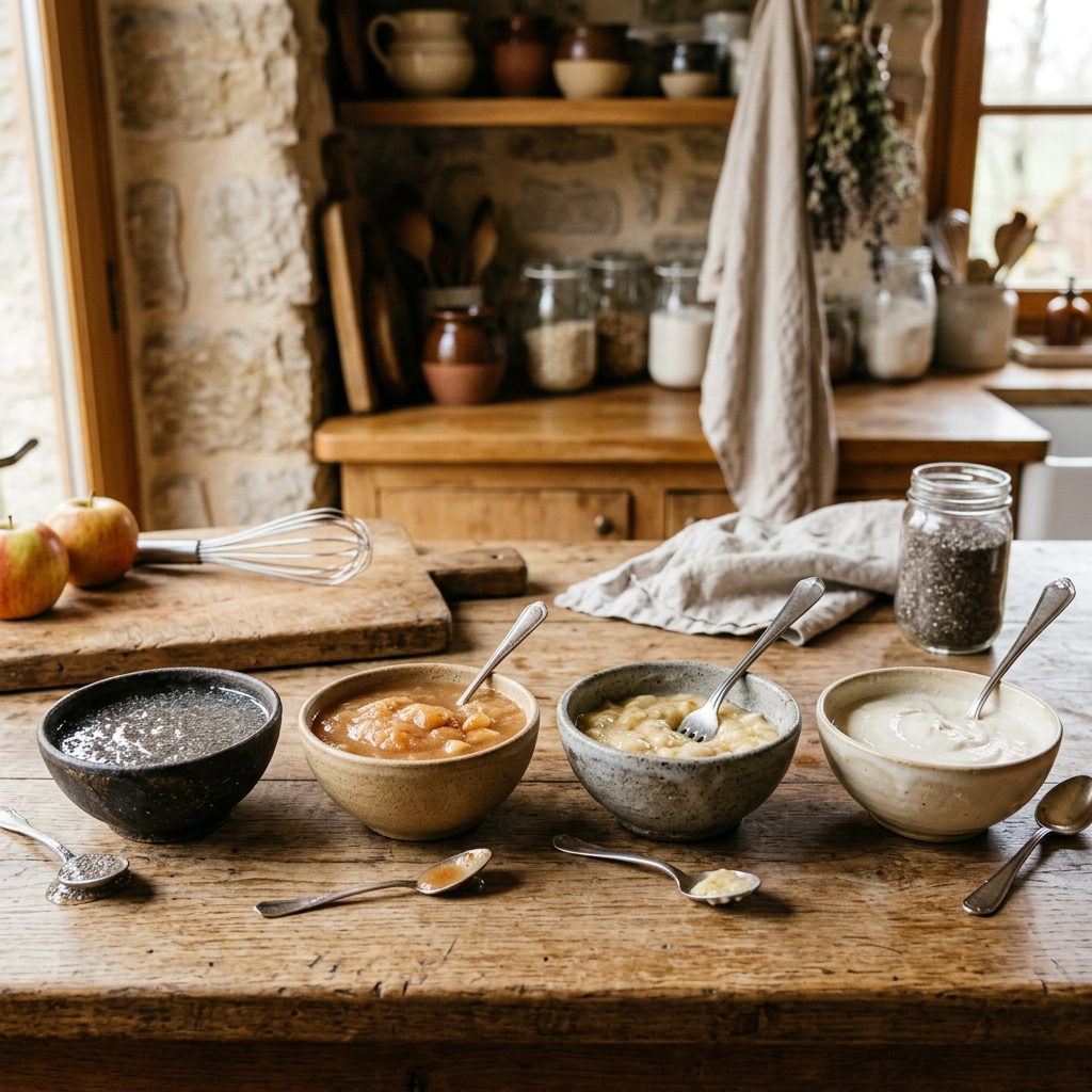 Fresh eggs on a kitchen counter